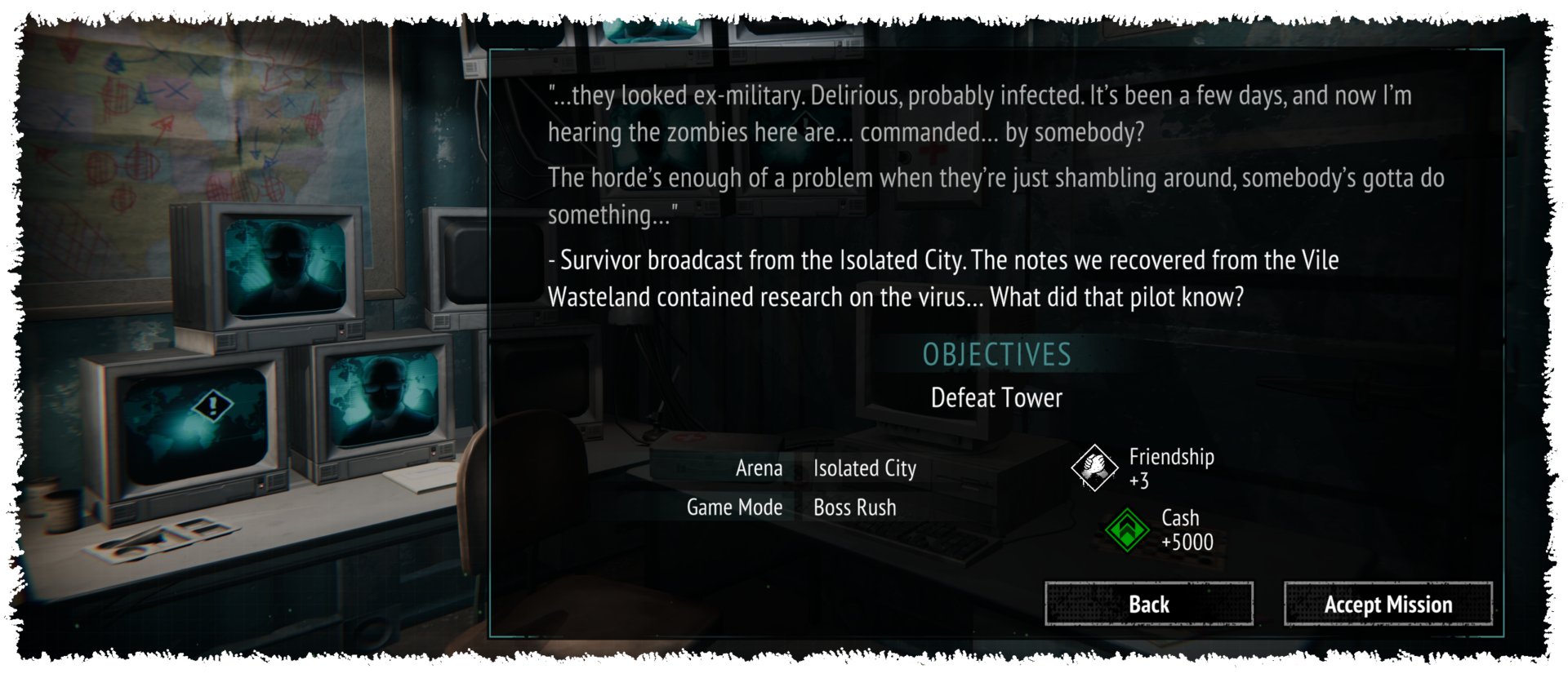 Mission briefing interface